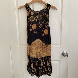 Free People | Black and Gold Floral Tunic Dress